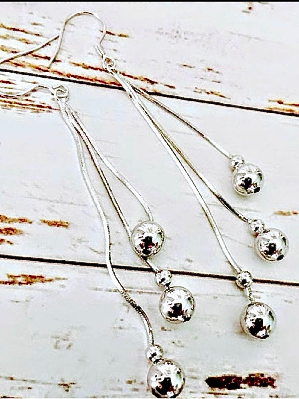Sterling Silver Silk Ball & Chain Earrings